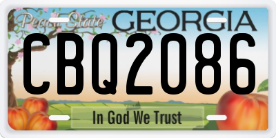 GA license plate CBQ2086