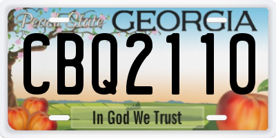 GA license plate CBQ2110