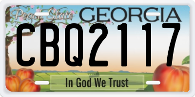 GA license plate CBQ2117