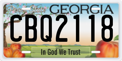 GA license plate CBQ2118