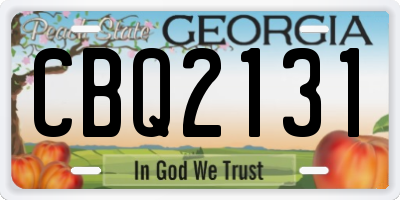 GA license plate CBQ2131