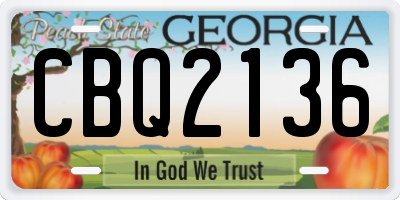 GA license plate CBQ2136