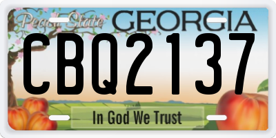 GA license plate CBQ2137