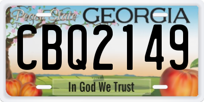 GA license plate CBQ2149