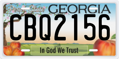 GA license plate CBQ2156