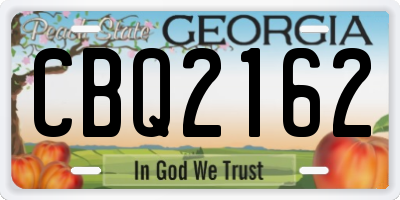 GA license plate CBQ2162