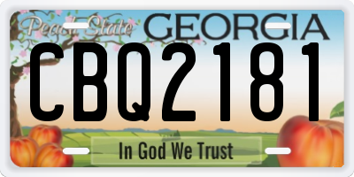 GA license plate CBQ2181