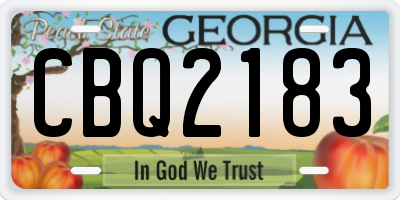 GA license plate CBQ2183