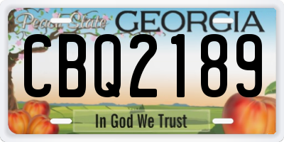 GA license plate CBQ2189