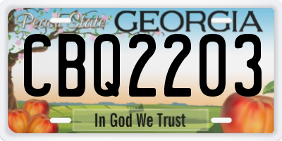 GA license plate CBQ2203