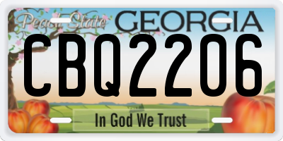 GA license plate CBQ2206