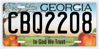 GA license plate CBQ2208