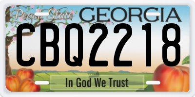 GA license plate CBQ2218