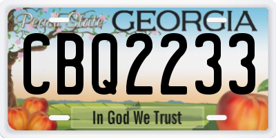 GA license plate CBQ2233