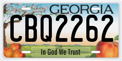 GA license plate CBQ2262