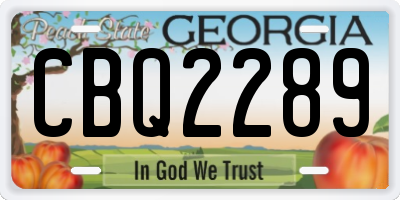 GA license plate CBQ2289