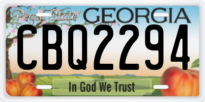 GA license plate CBQ2294