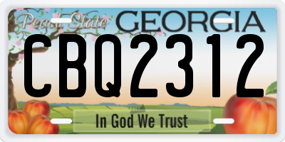 GA license plate CBQ2312