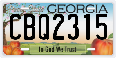 GA license plate CBQ2315