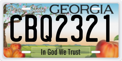 GA license plate CBQ2321
