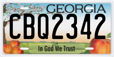 GA license plate CBQ2342