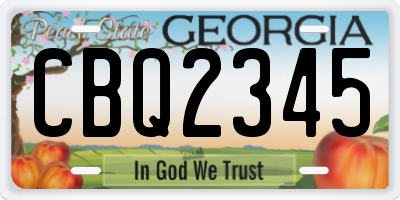GA license plate CBQ2345