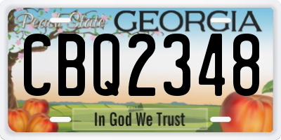 GA license plate CBQ2348