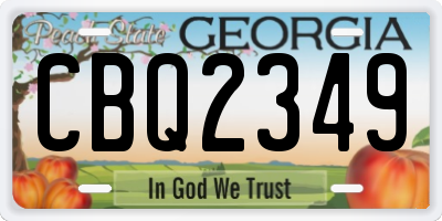 GA license plate CBQ2349