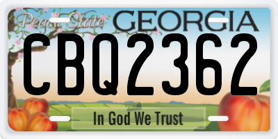 GA license plate CBQ2362