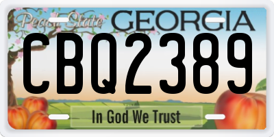 GA license plate CBQ2389