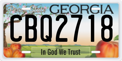GA license plate CBQ2718