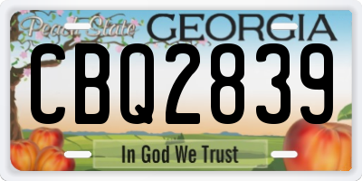 GA license plate CBQ2839