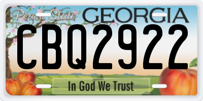 GA license plate CBQ2922