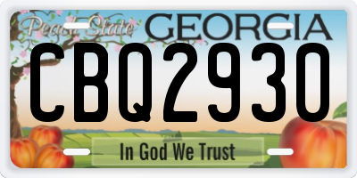 GA license plate CBQ2930