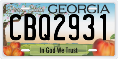 GA license plate CBQ2931