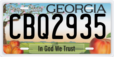 GA license plate CBQ2935