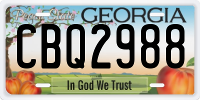 GA license plate CBQ2988