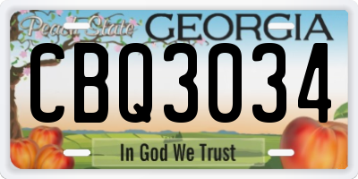 GA license plate CBQ3034