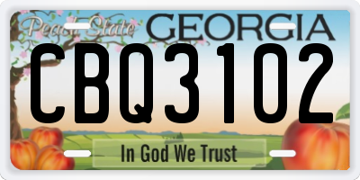 GA license plate CBQ3102