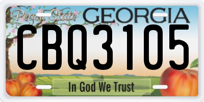 GA license plate CBQ3105