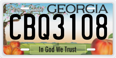 GA license plate CBQ3108