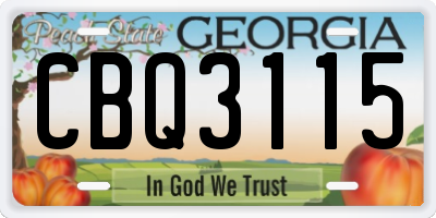 GA license plate CBQ3115