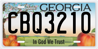 GA license plate CBQ3210