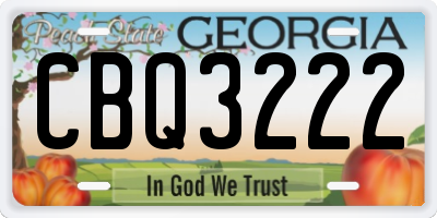 GA license plate CBQ3222