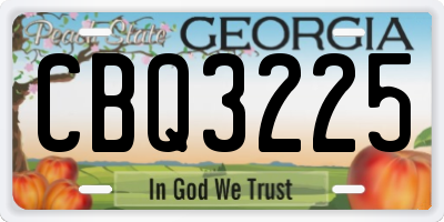 GA license plate CBQ3225