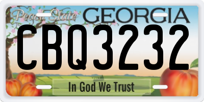 GA license plate CBQ3232