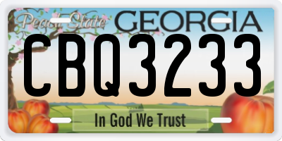 GA license plate CBQ3233