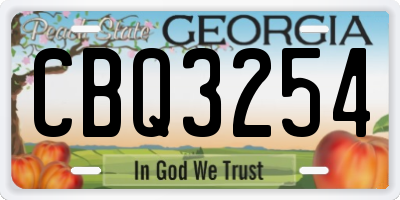 GA license plate CBQ3254