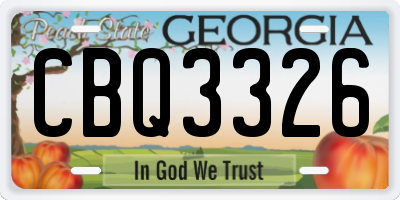GA license plate CBQ3326