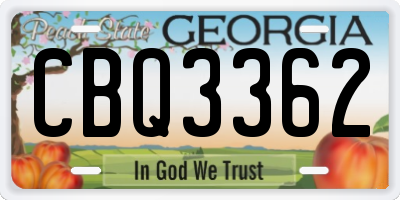 GA license plate CBQ3362